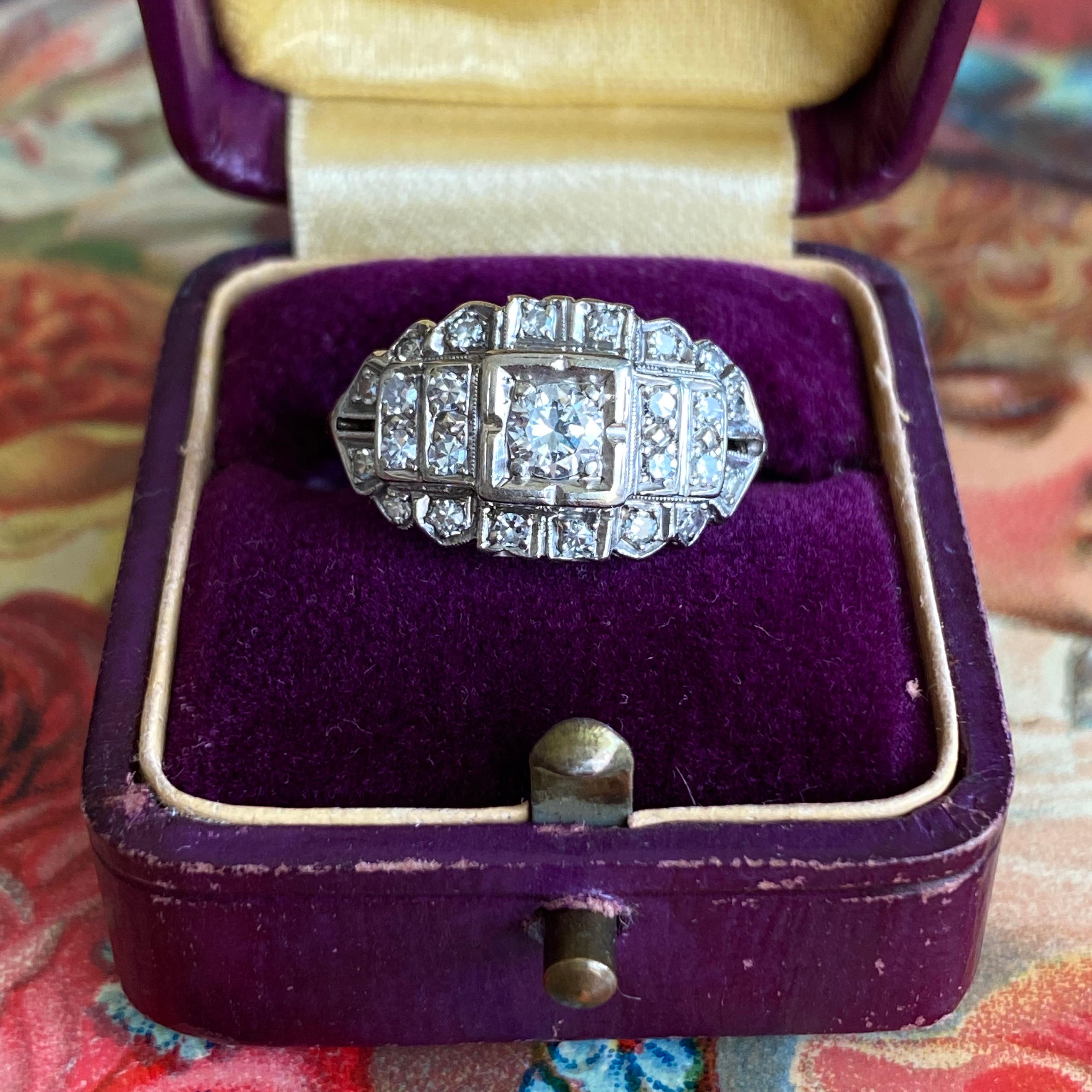 Women's 1940's .49ct TW Diamond 14K Engagement Ring For Sale