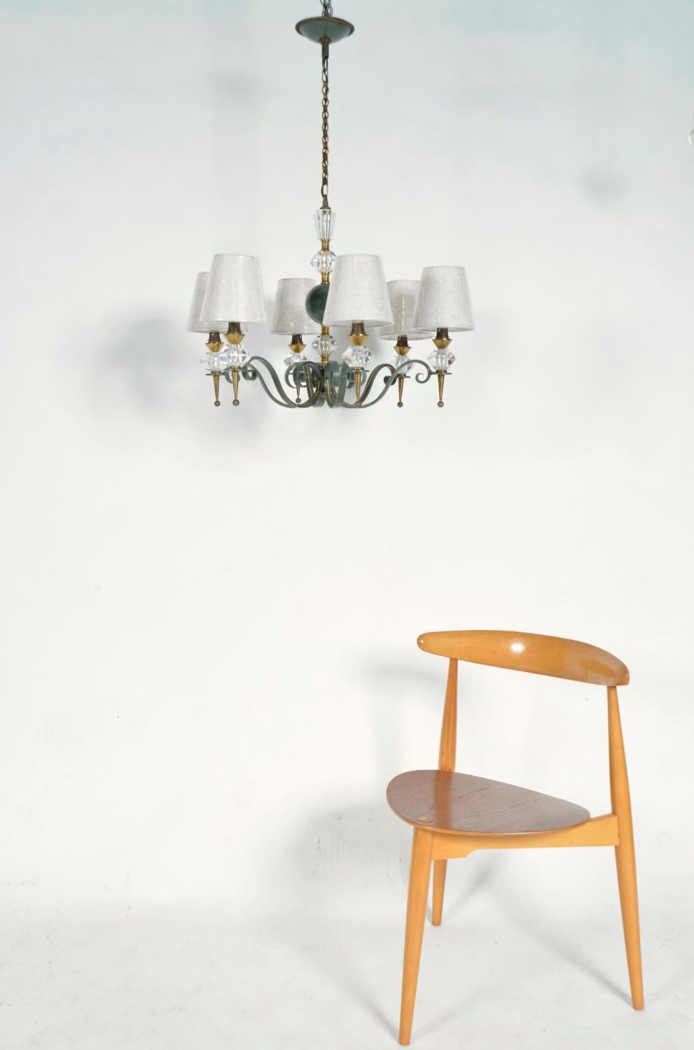 Lustre français des années 1940/50 par Philippe Genet & Lucien Michon Cristal de Sèvres en vente 5