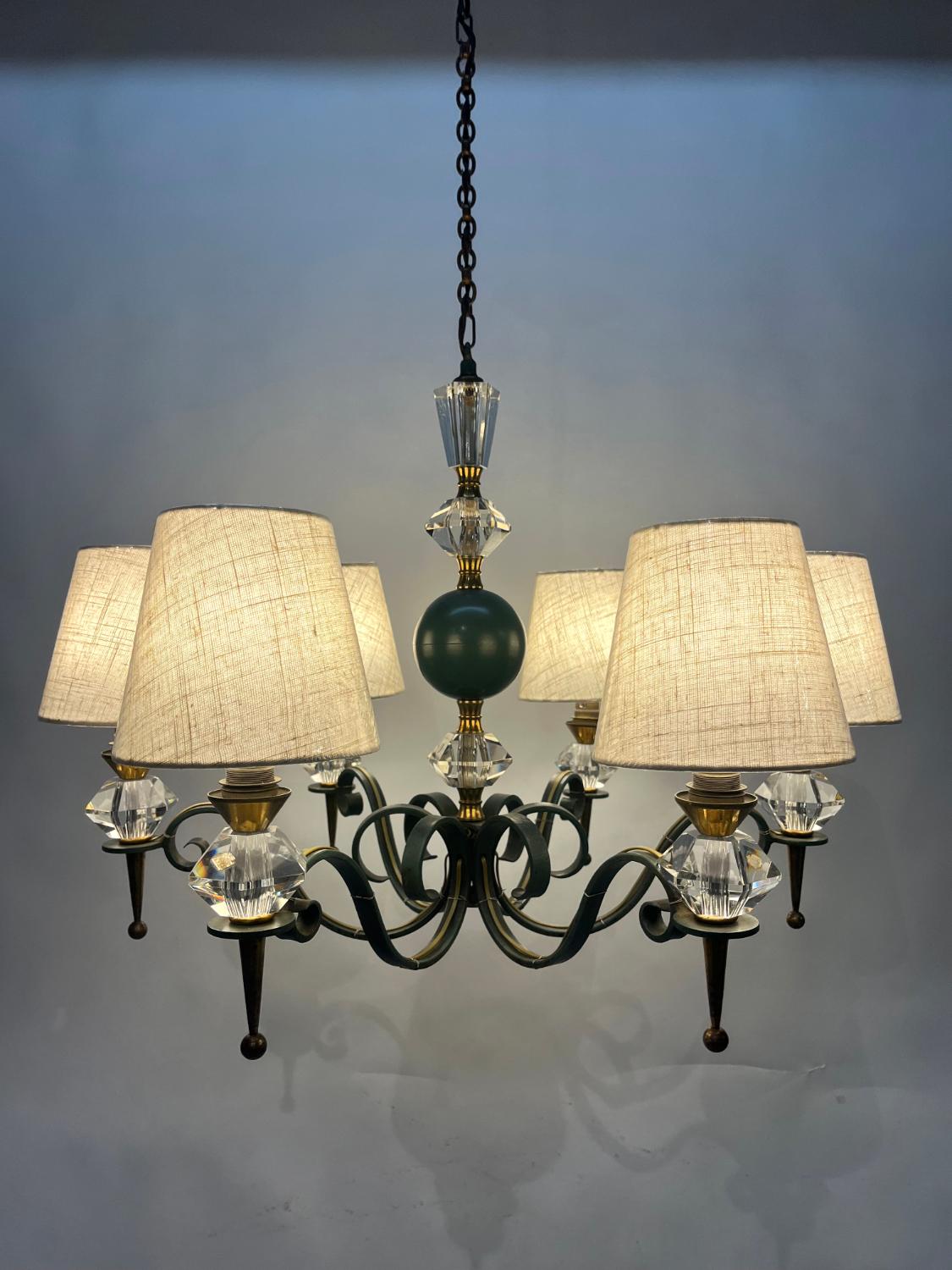 Lustre français des années 1940/50 par Philippe Genet & Lucien Michon Cristal de Sèvres en vente 11