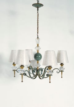 Lustre français des années 1940/50 par Philippe Genet & Lucien Michon Cristal de Sèvres