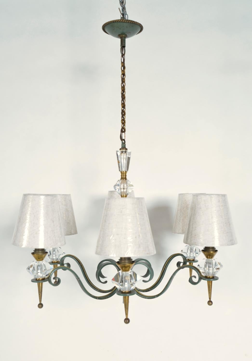 Mid-Century Modern Lustre français des années 1940/50 par Philippe Genet & Lucien Michon Cristal de Sèvres en vente