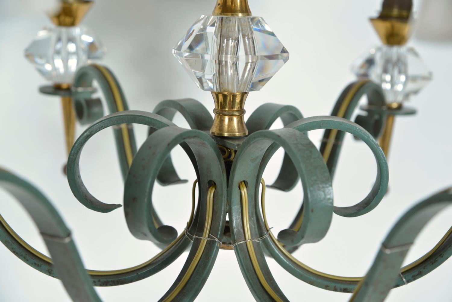 Milieu du XXe siècle Lustre français des années 1940/50 par Philippe Genet & Lucien Michon Cristal de Sèvres en vente