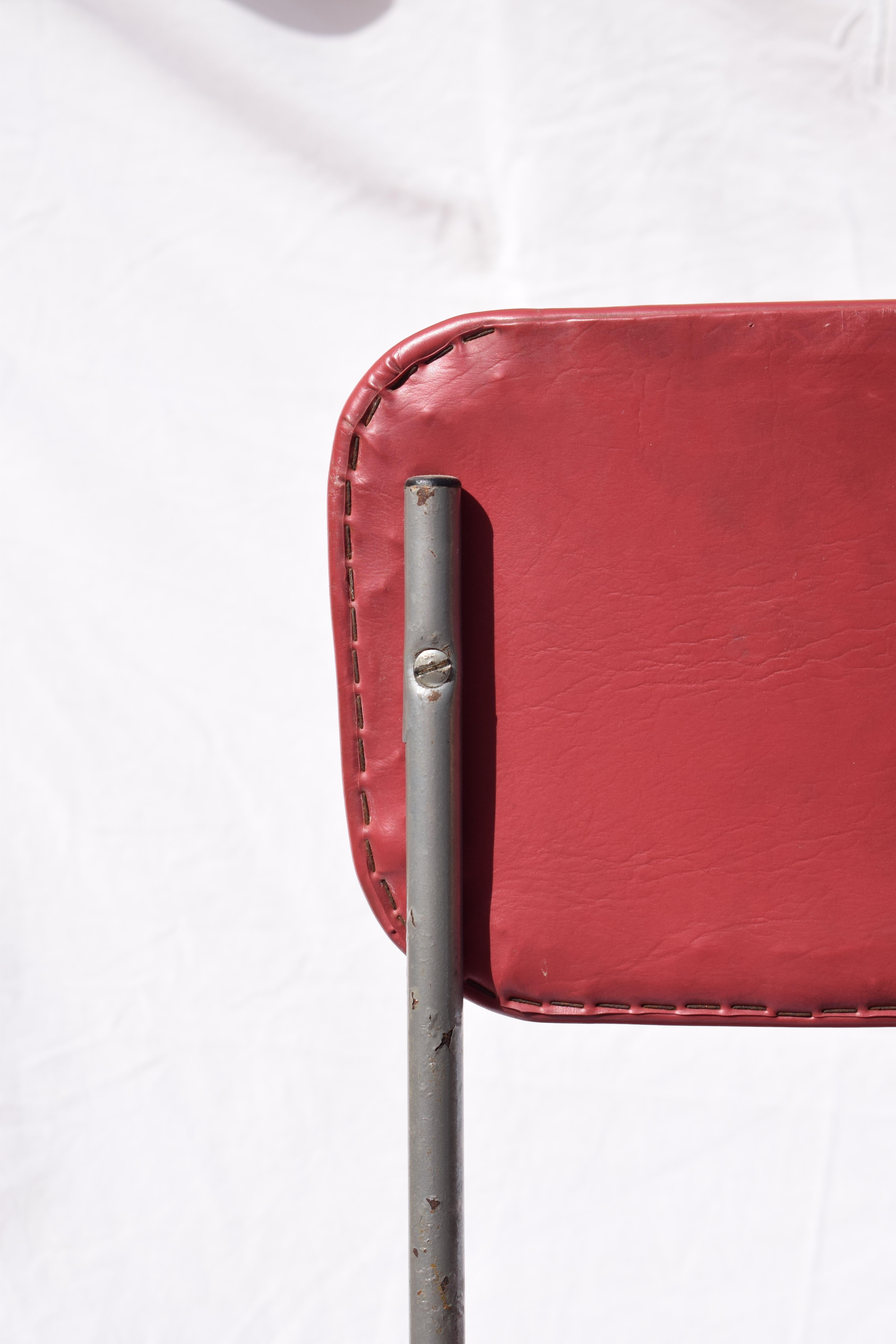 1940s - 1950s Industrial English Red Drafting Swivel Chair 2