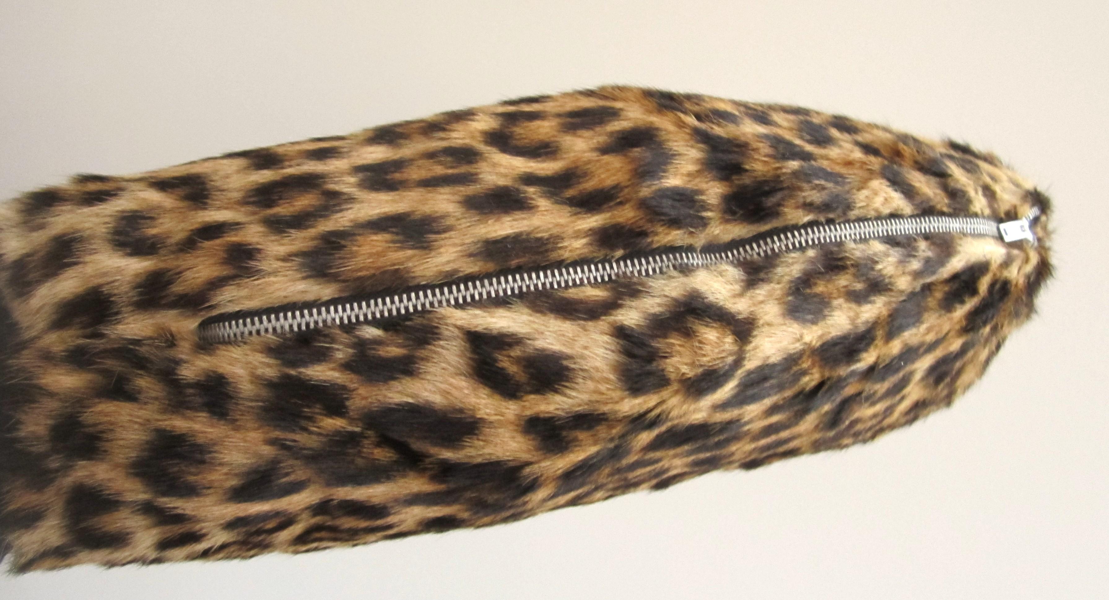Marron Années 1940-50 Sac à main à brassard imprimé léopard Vintage  en vente