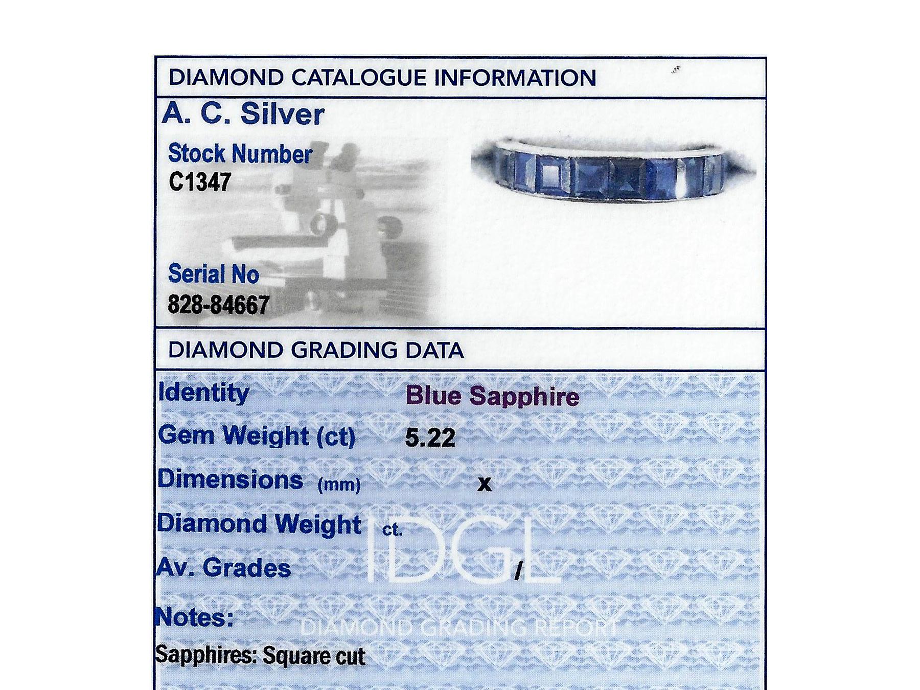 1940s 5.22 Carat Sapphire and Platinum Full Eternity Ring 2