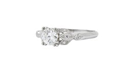 1940's .54 CTW Transitional Cut Diamond Platinum Engagement Alternative Ring