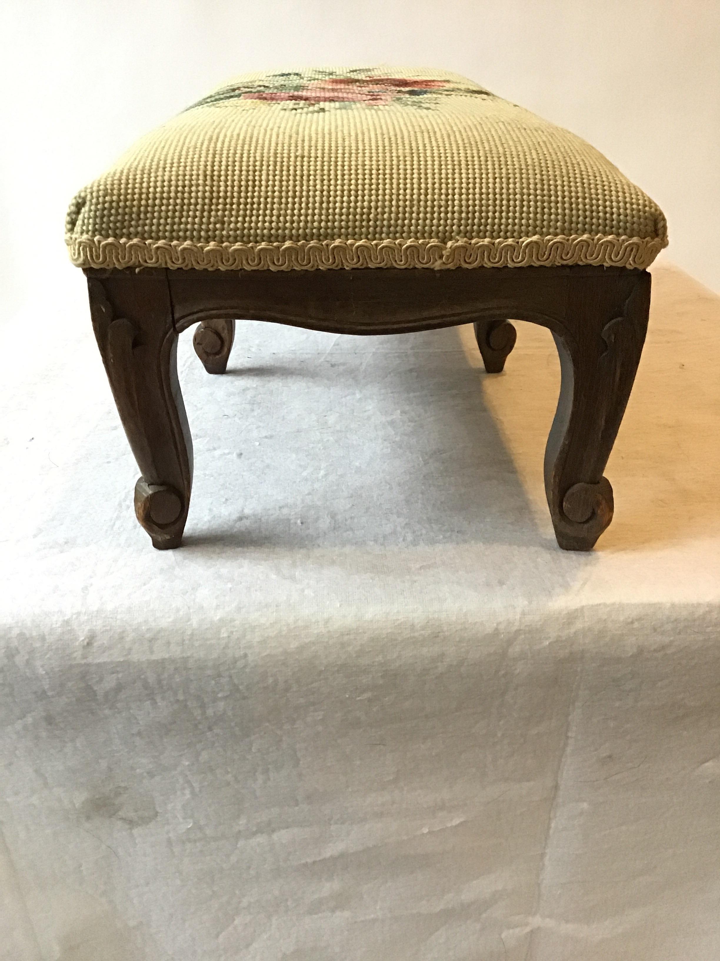 Wood 1940s 6 Leg French Style Footstool