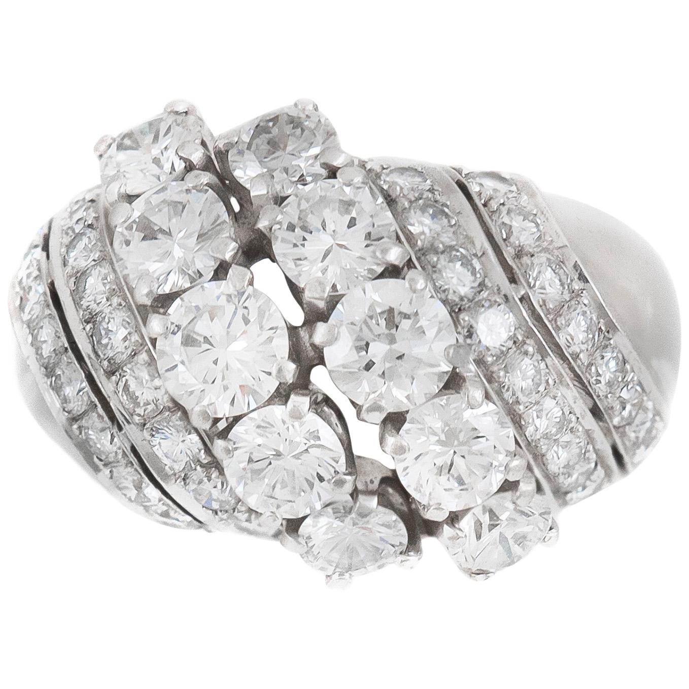 1940s 6 Lines of Diamonds Ring For Sale