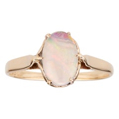 1940's .60 Carat Oval Australian Opal Yellow Gold Ring 