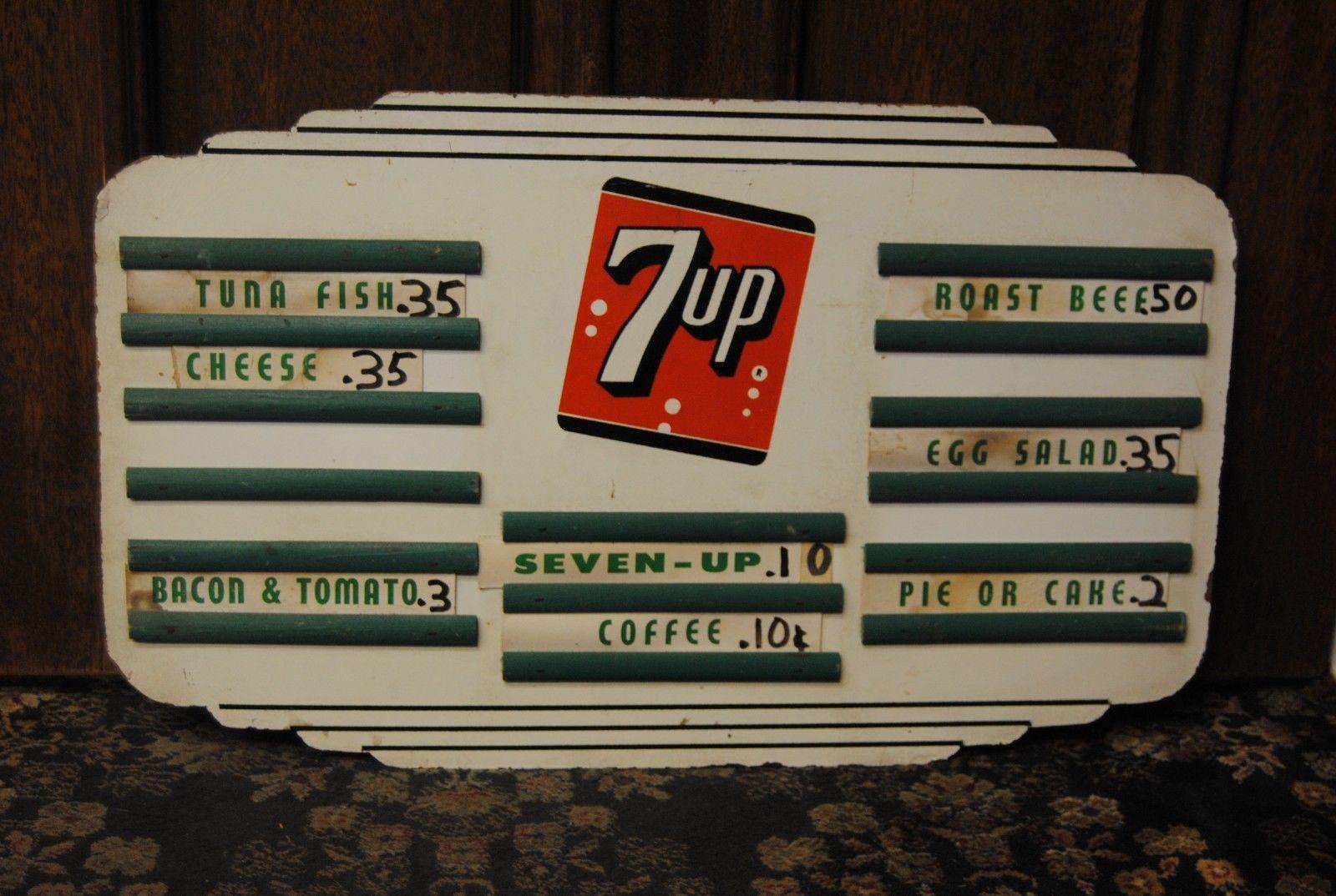 1940s 7up Menu Board Masonite Advertising Sign For Sale 6