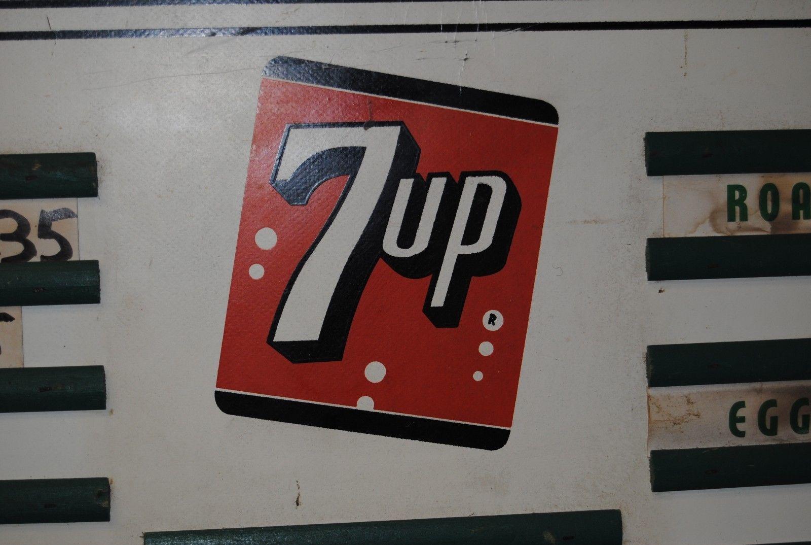 American 1940s 7up Menu Board Masonite Advertising Sign For Sale