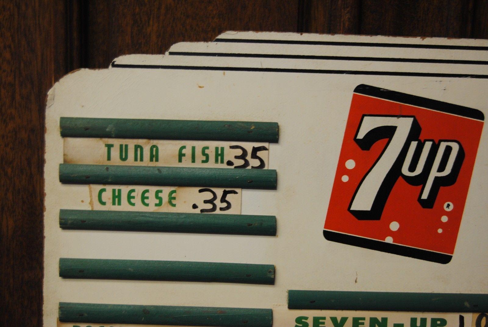 1940s 7up Menu Board Masonite Advertising Sign For Sale 1
