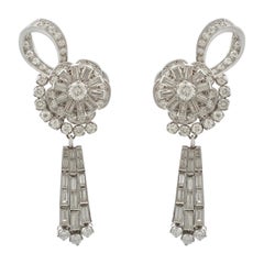 1940s 8.53 Carat Diamond and Platinum Drop Earrings