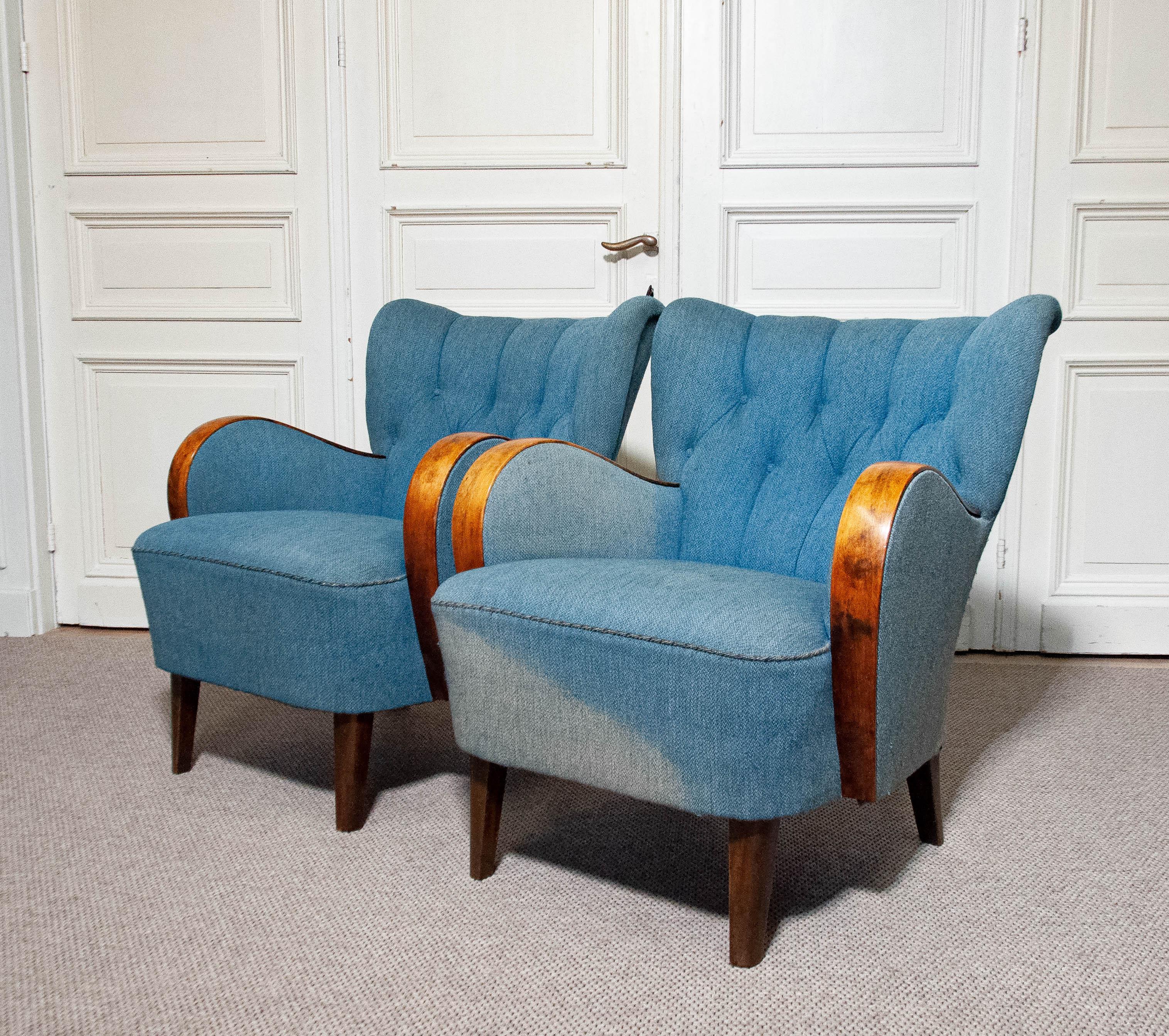Art nouveau Paire de chaises longues suédoises Art Nouveau des années 1940 en vente