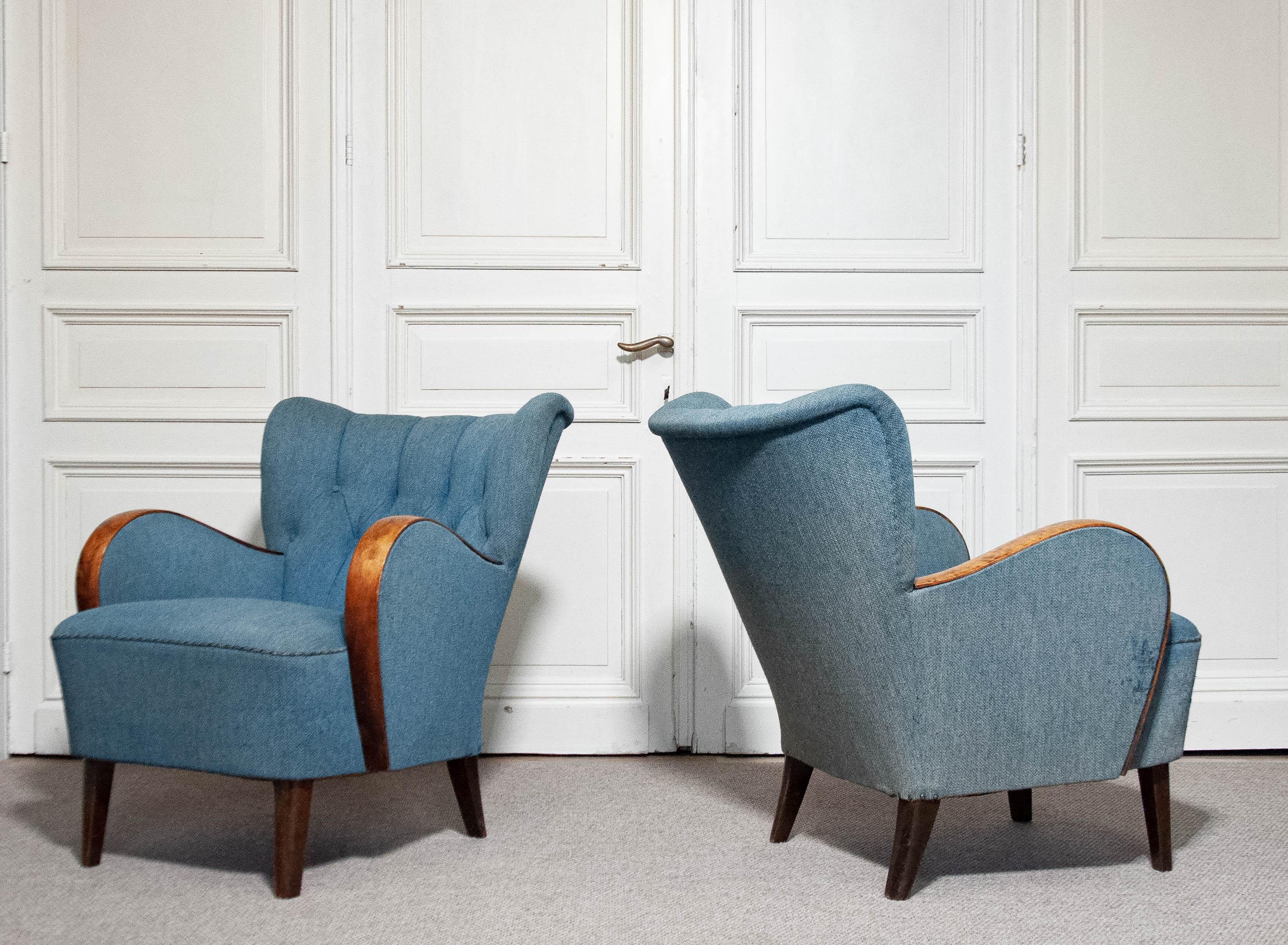 Paire de chaises longues suédoises Art Nouveau des années 1940 État moyen - En vente à Silvolde, Gelderland