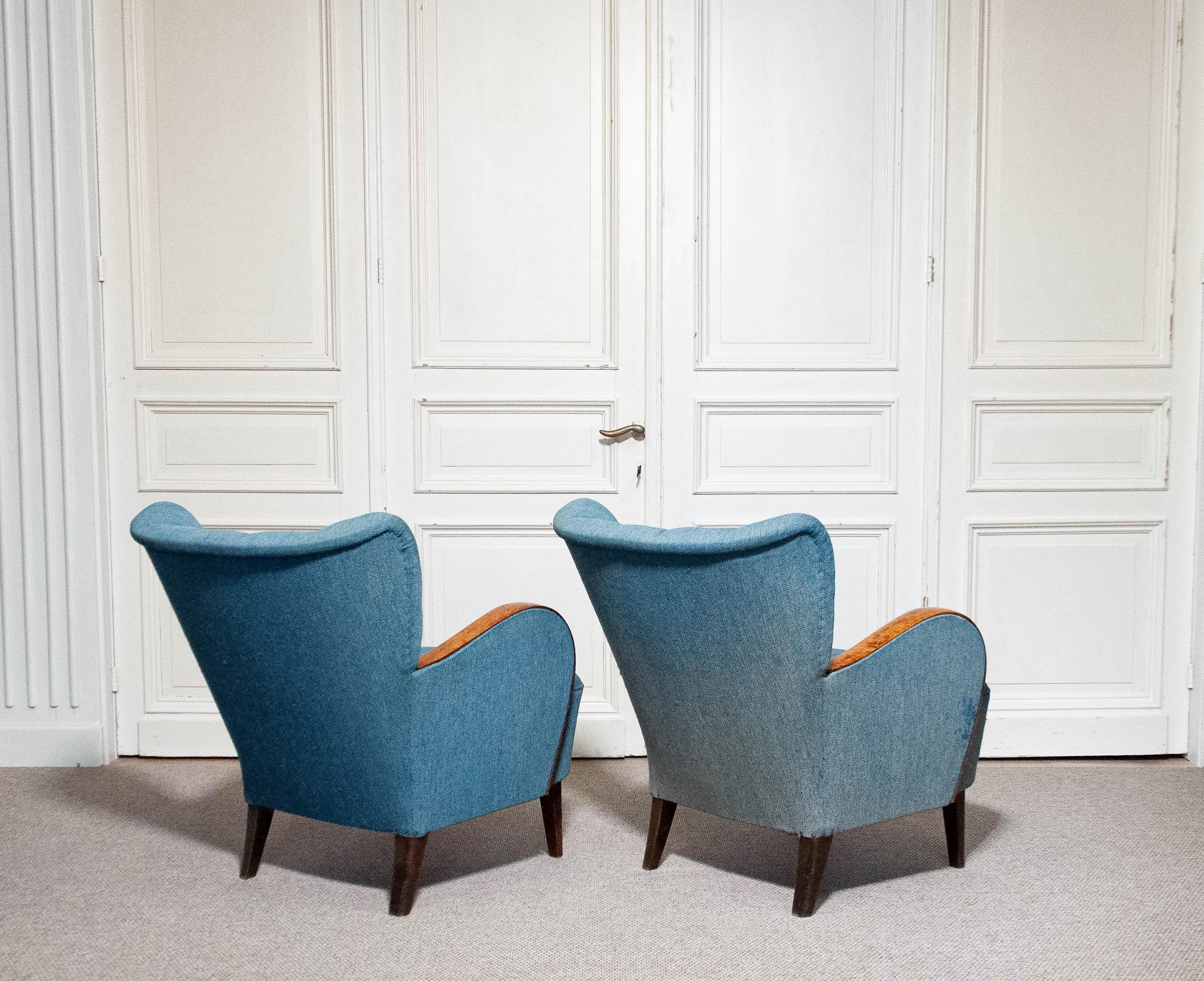 Paire de chaises longues suédoises Art Nouveau des années 1940 en vente 1