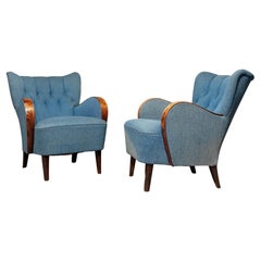 1940er Jahre , Ein Paar schwedische Jugendstil-Lounge-Stühle