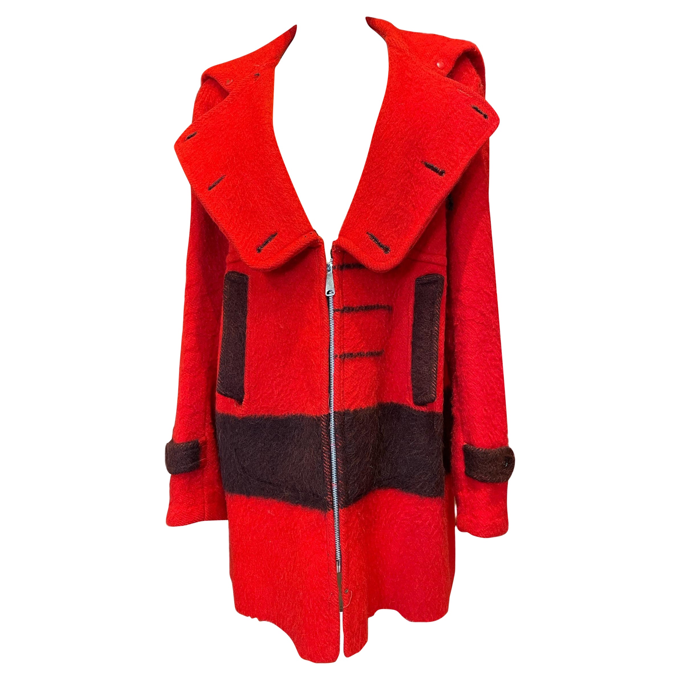 1940s Abercrombie 
Fitch Crimson Red Wool Blanket Coat