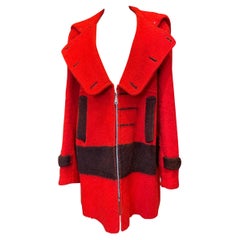 Vintage 1940s Abercrombie & Fitch Crimson Red Wool Blanket Coat
