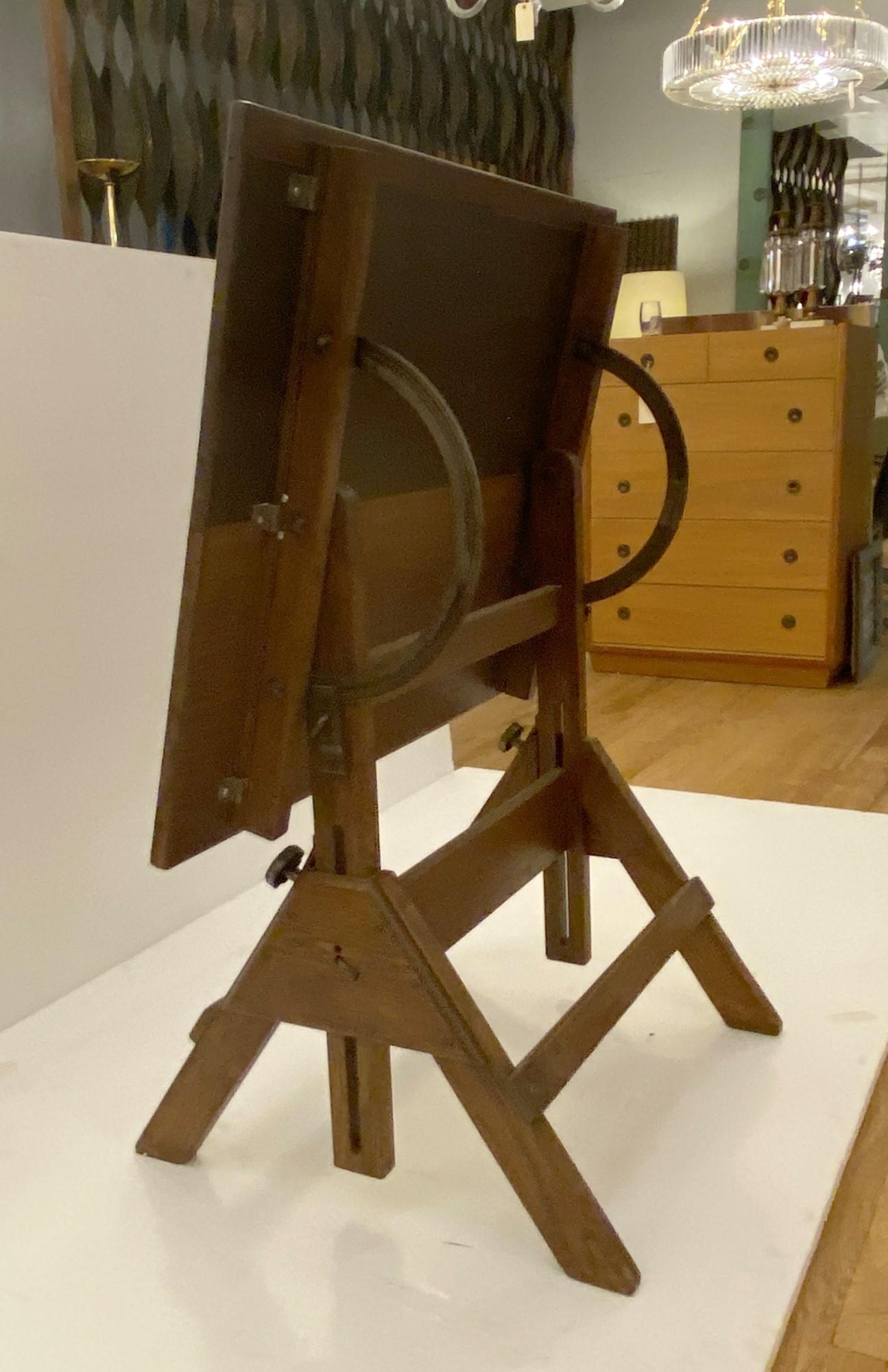 1940s Adjustable Drafting Table Work Desk in Refinished Oak 1