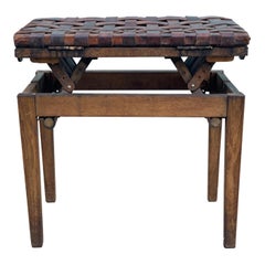 1940s Adjustable Leather Piano Stool