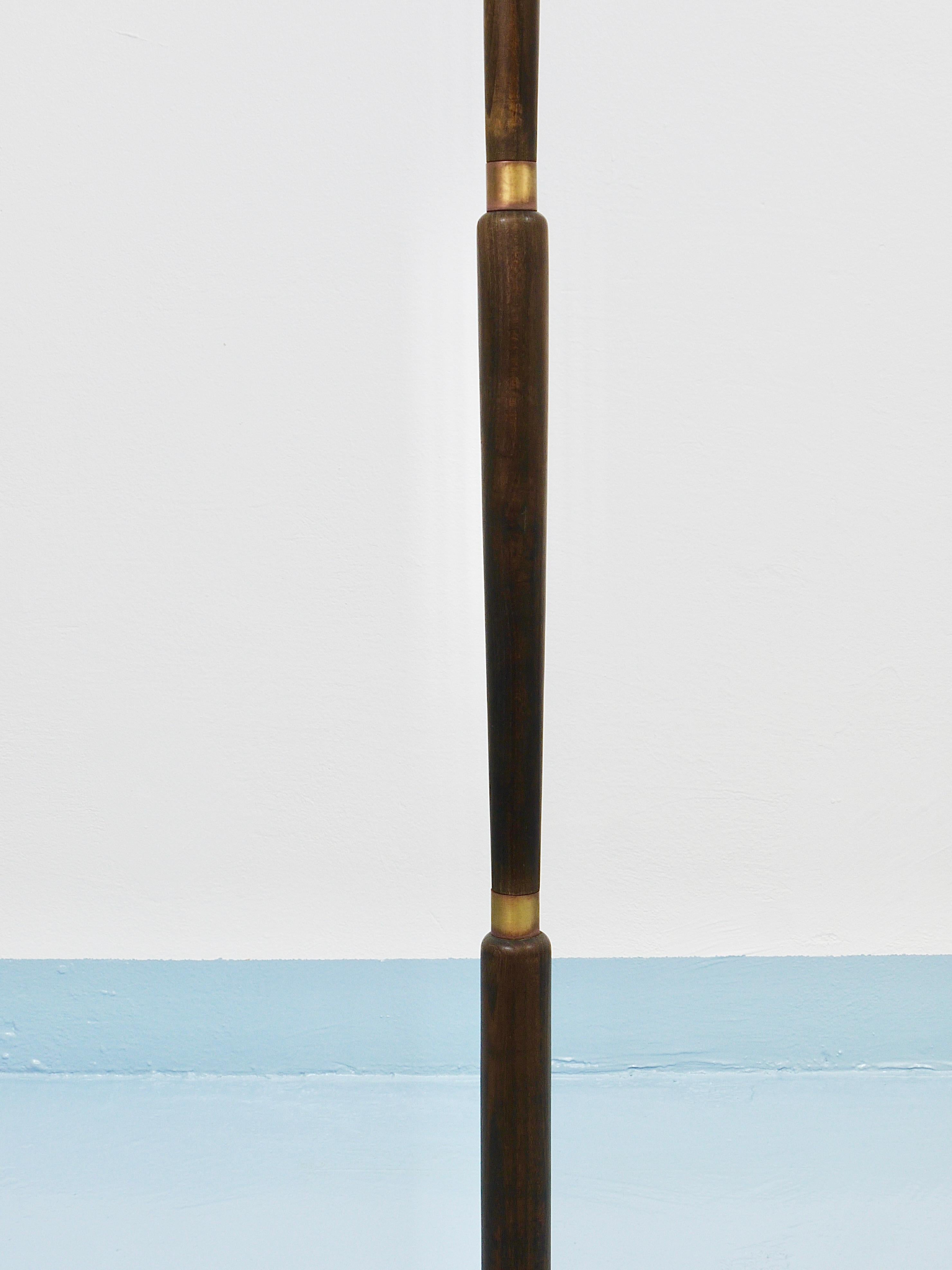Lampadaire réglable en noyer et laiton des années 1940, Rupert Nikoll Vienne, Autriche, années 1950 en vente 11