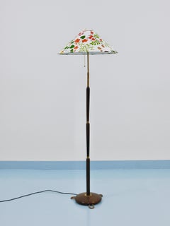 1940s Adjustable Walnut & Brass Floor Lamp, Rupert Nikoll Vienna, Austria, 1950s