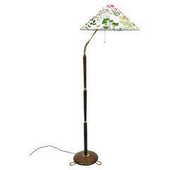 1940s Adjustable Walnut & Brass Floor Lamp, Rupert Nikoll Vienna, Austria, 1950s