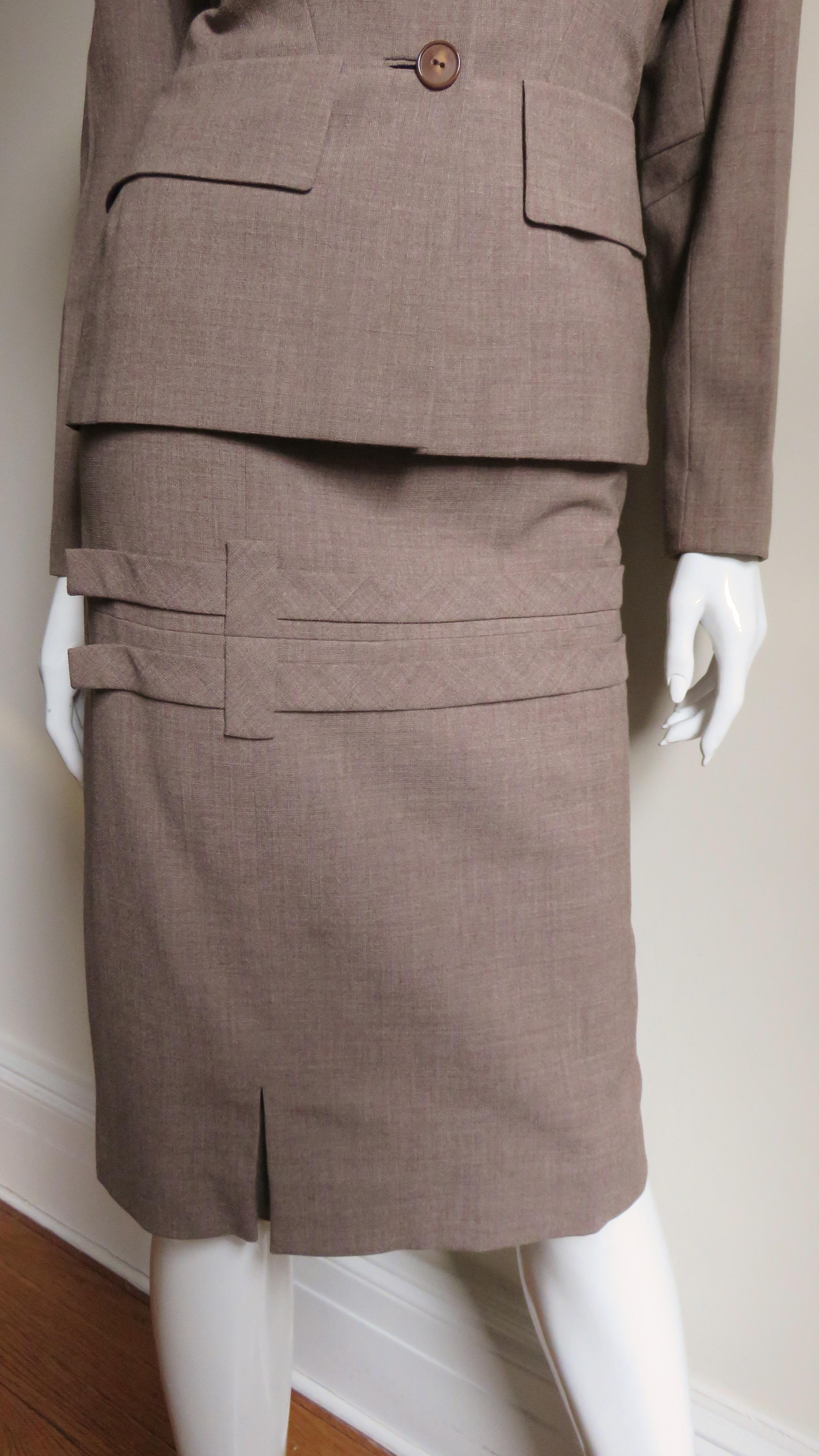 Gray 1940s Adrian Detailed Skirt Suit