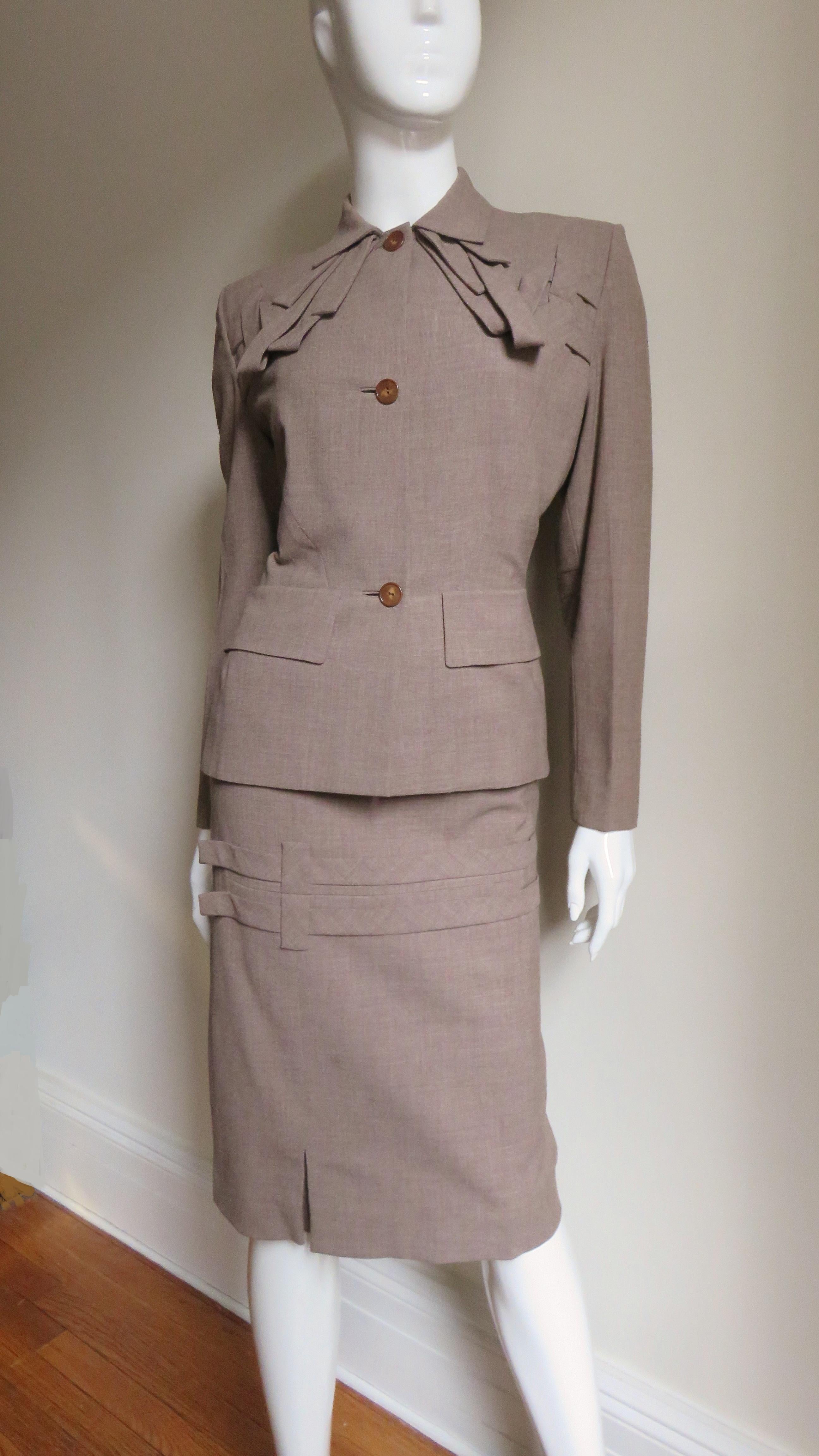 1940s Adrian Detailed Skirt Suit In Good Condition In Water Mill, NY
