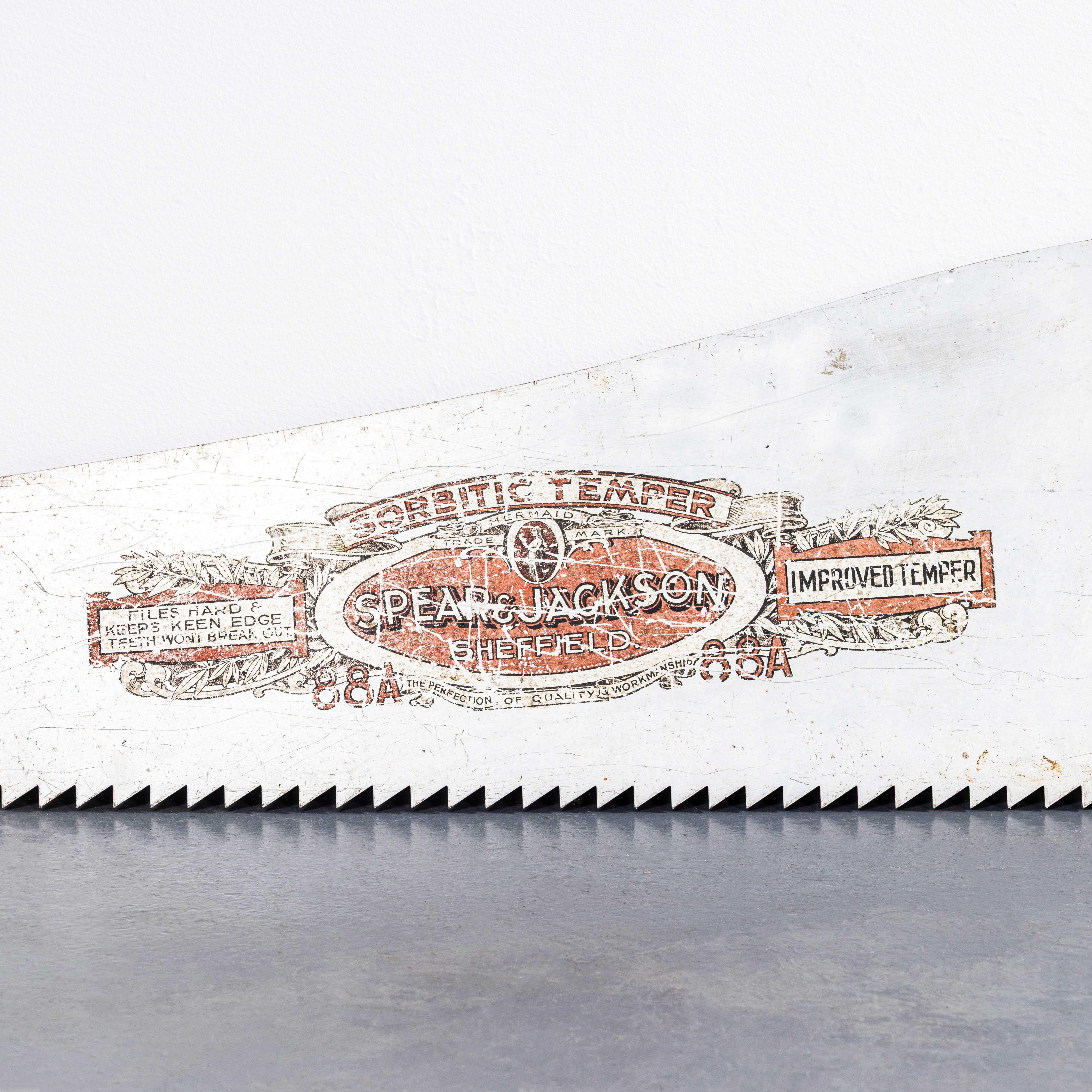 1940's Advertising Oversize Spear & Jackson Wood Saw 140cm In Good Condition For Sale In Hook, Hampshire