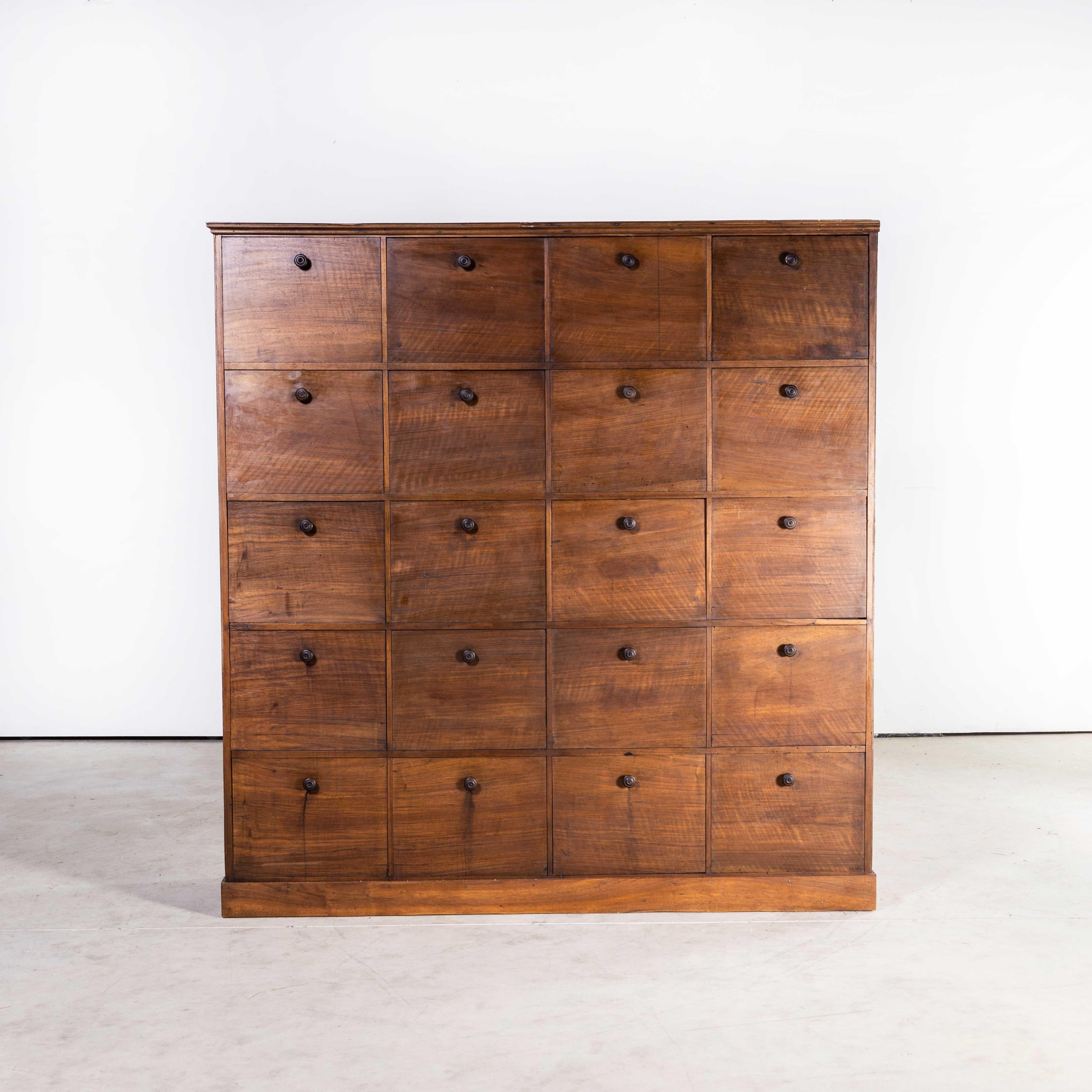 1940’s Advocat atelier klappet cabinet – twenty klappets.
1940’s Advocat atelier klappet cabinet. Sourced in the North of France this is a typical atelier klappet unusually made in wood, typically used in legal offices for practical filing. The