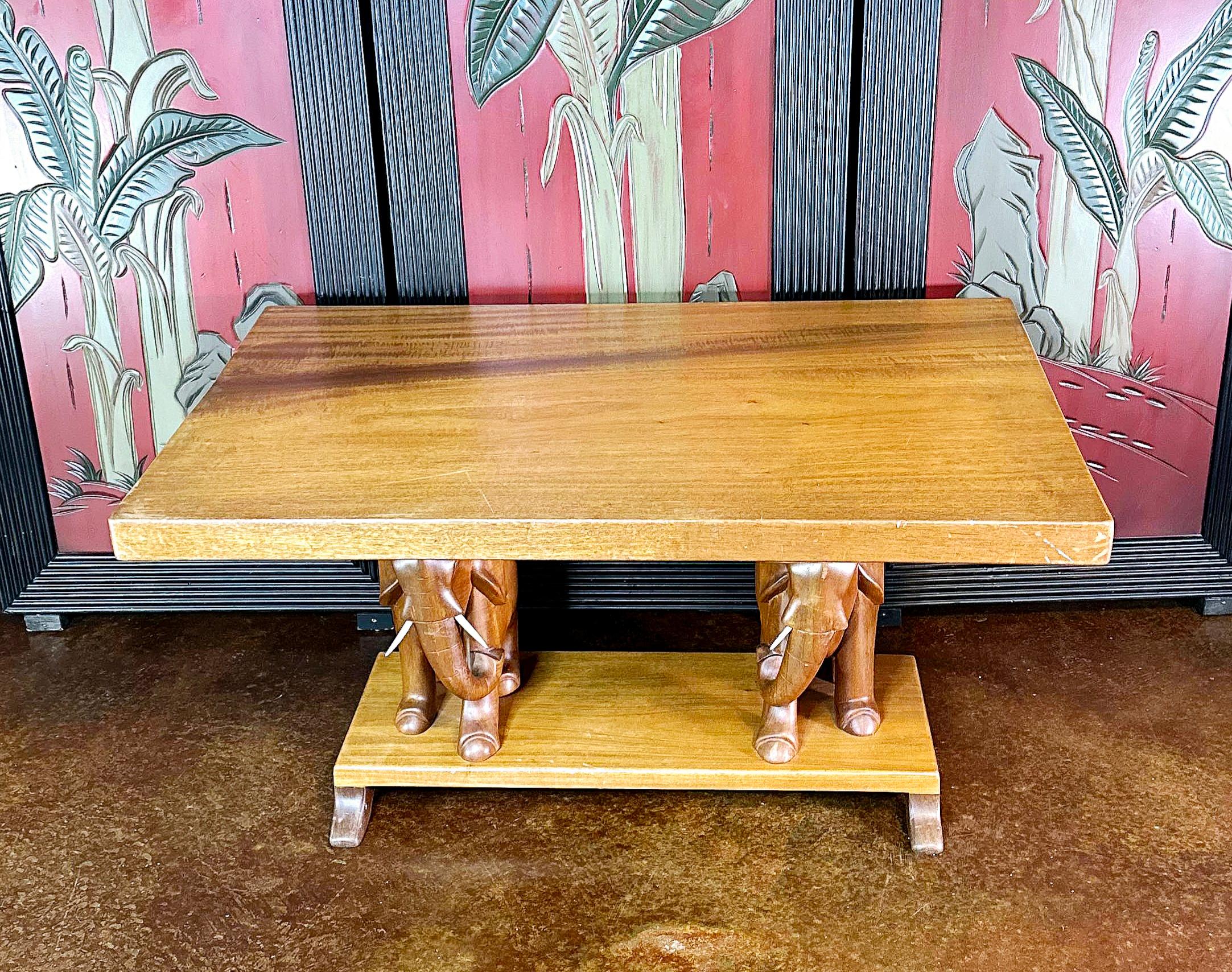 1940s African Ashanti Two Elephant Coffee Table  For Sale 14