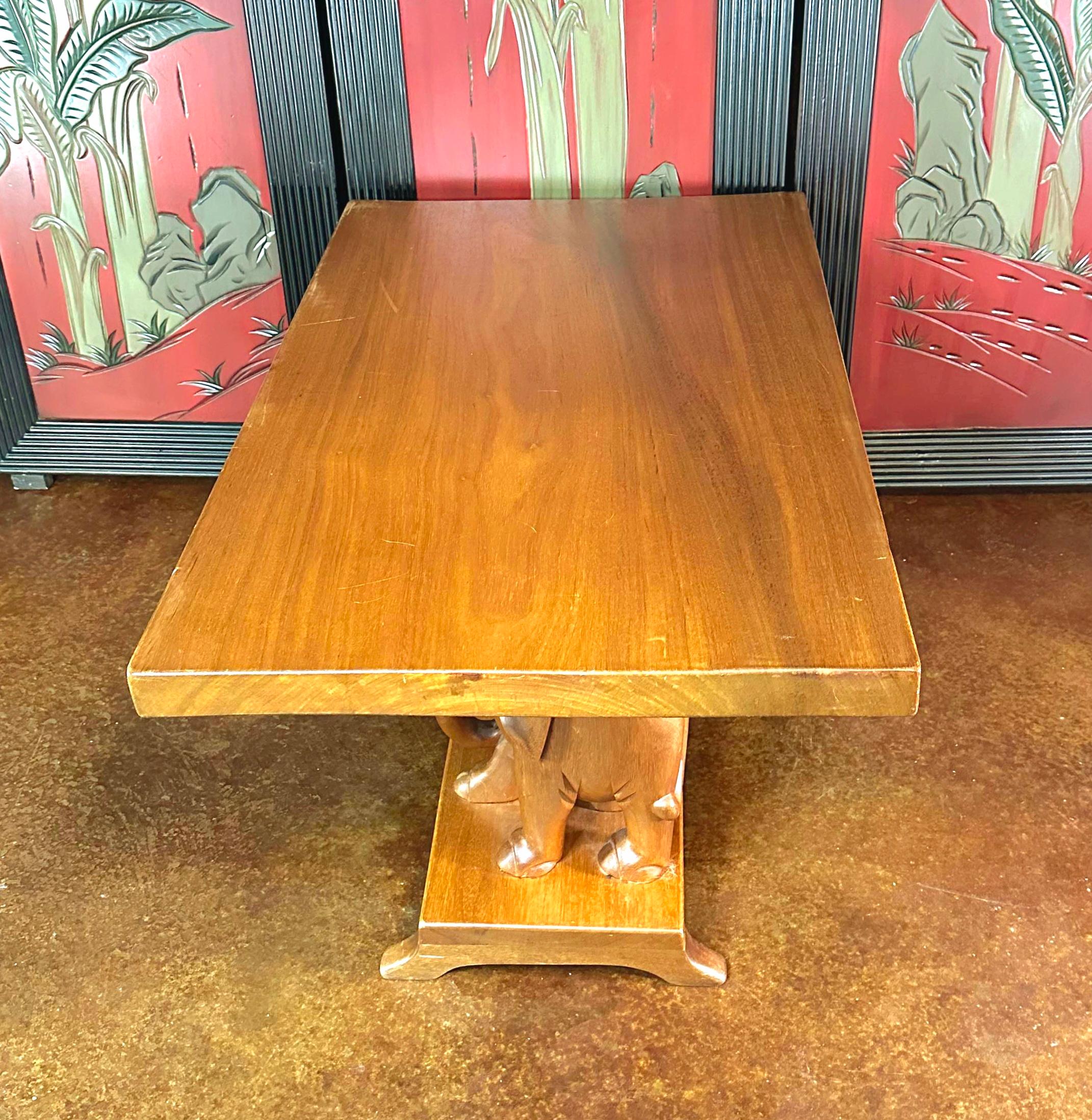 1940s African Ashanti Two Elephant Coffee Table  3