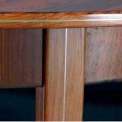 Mesa de comedor redonda Agner Christoffersen de los años 40 con detalles de peltre