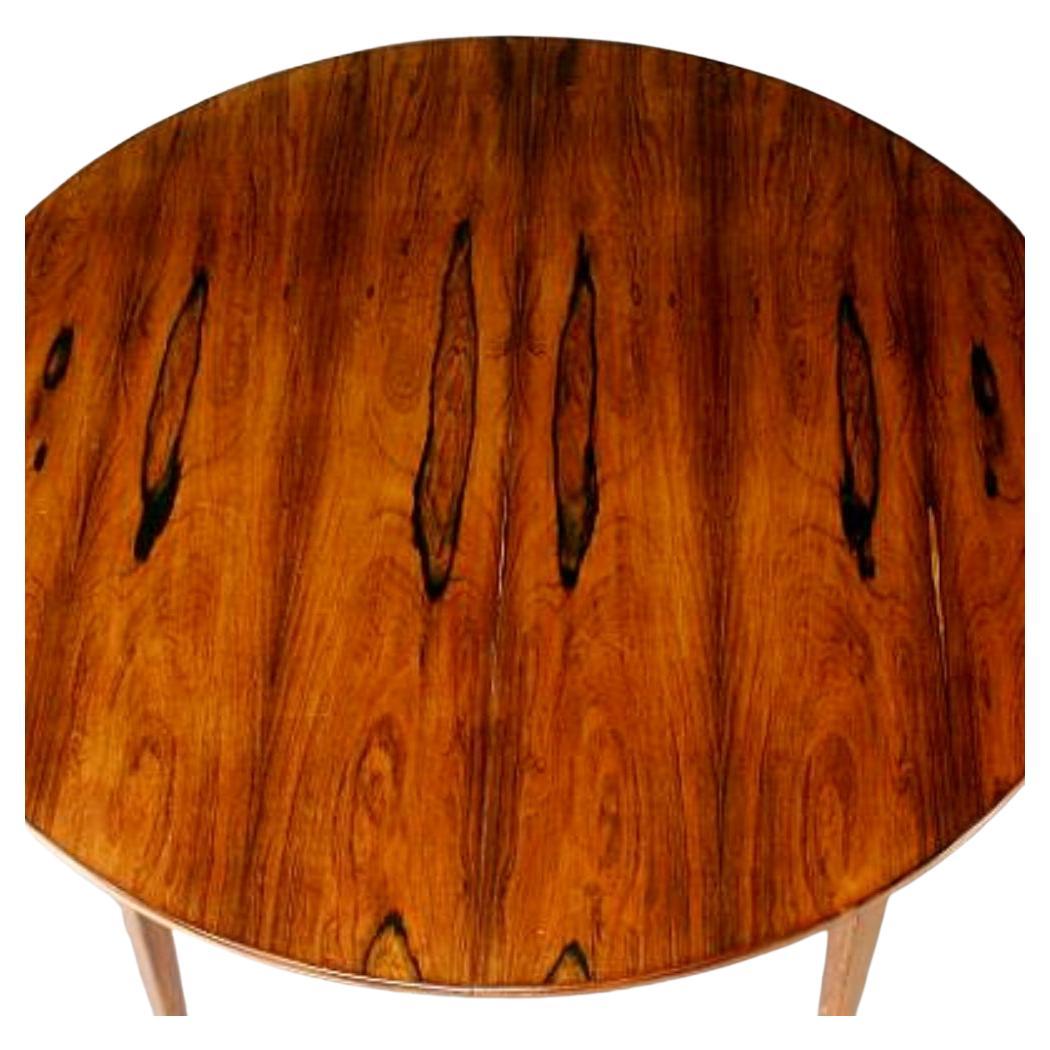 Table de salle à manger ronde Agner Christoffersen des années 1940 avec détails en étain