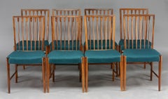 1940 Agner Christoffersen Juego de 6 sillas de comedor macizas, tapizadas en tela