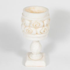 1940s Alabaster Lamp with Rose Carvings from France
