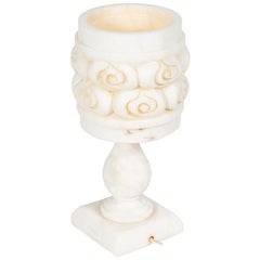 1940s Alabaster Lamp with Rose Carvings from France