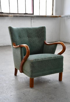 1940's Alfred Christensen Attributed Danish Lounge Chair in Elm by Slagelse