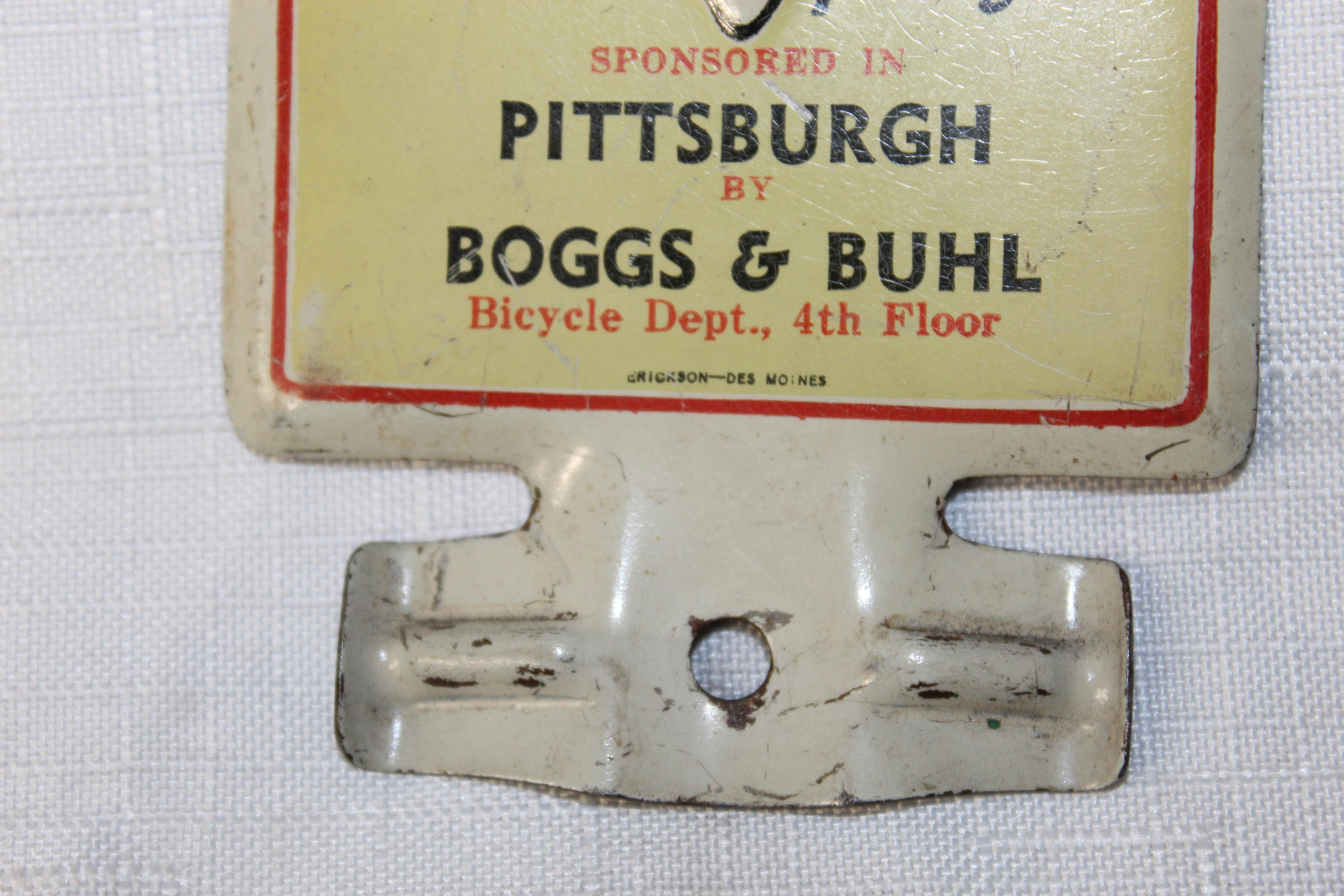 1940s American Bicycle Safety Club License Plate Topper For Sale 1