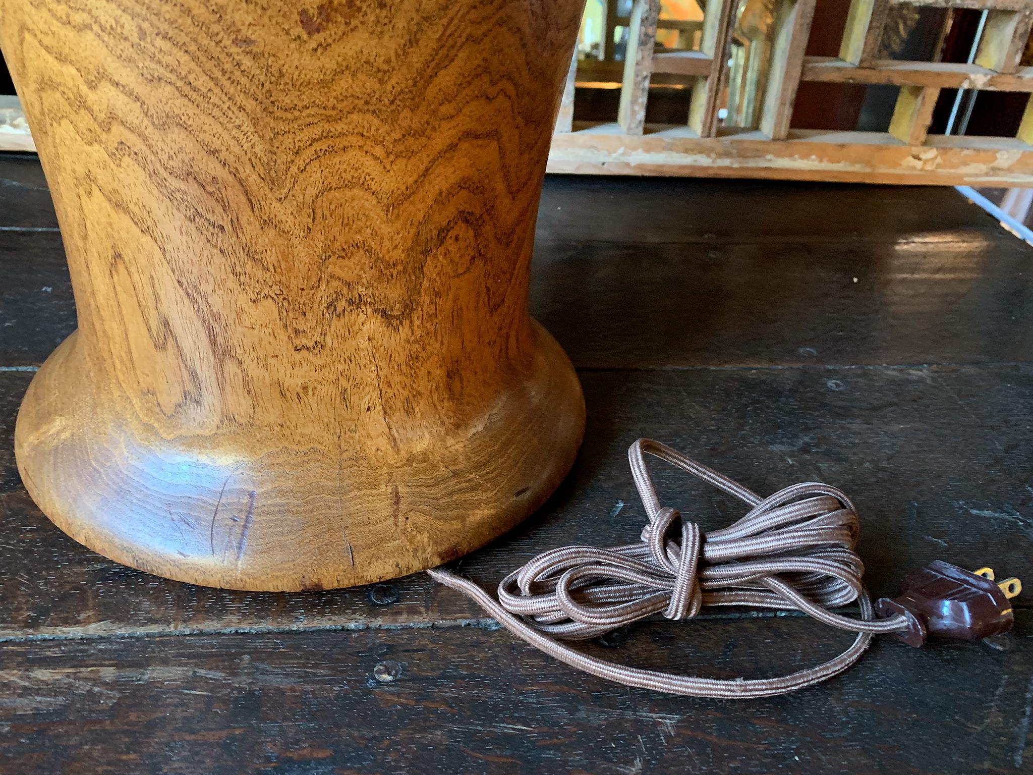 1940s American Hardwood Turned Table Lamp 4