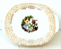1940s American Limoges Ceramic and 22-Karat Gold Set of Three Serving Platters