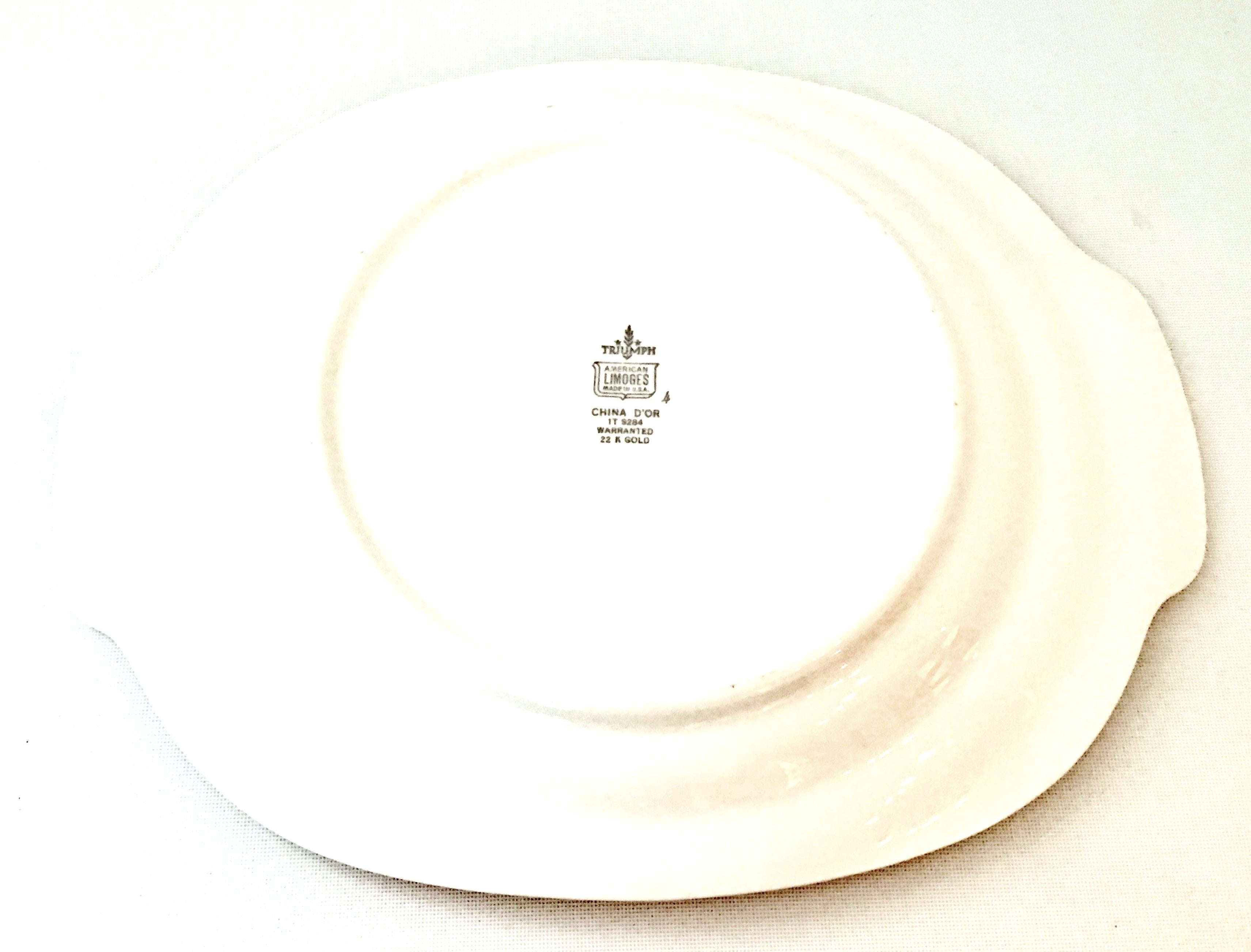 1940s American Limoges Ceramic and 22-Karat Gold Set of Three Serving Platters For Sale 4