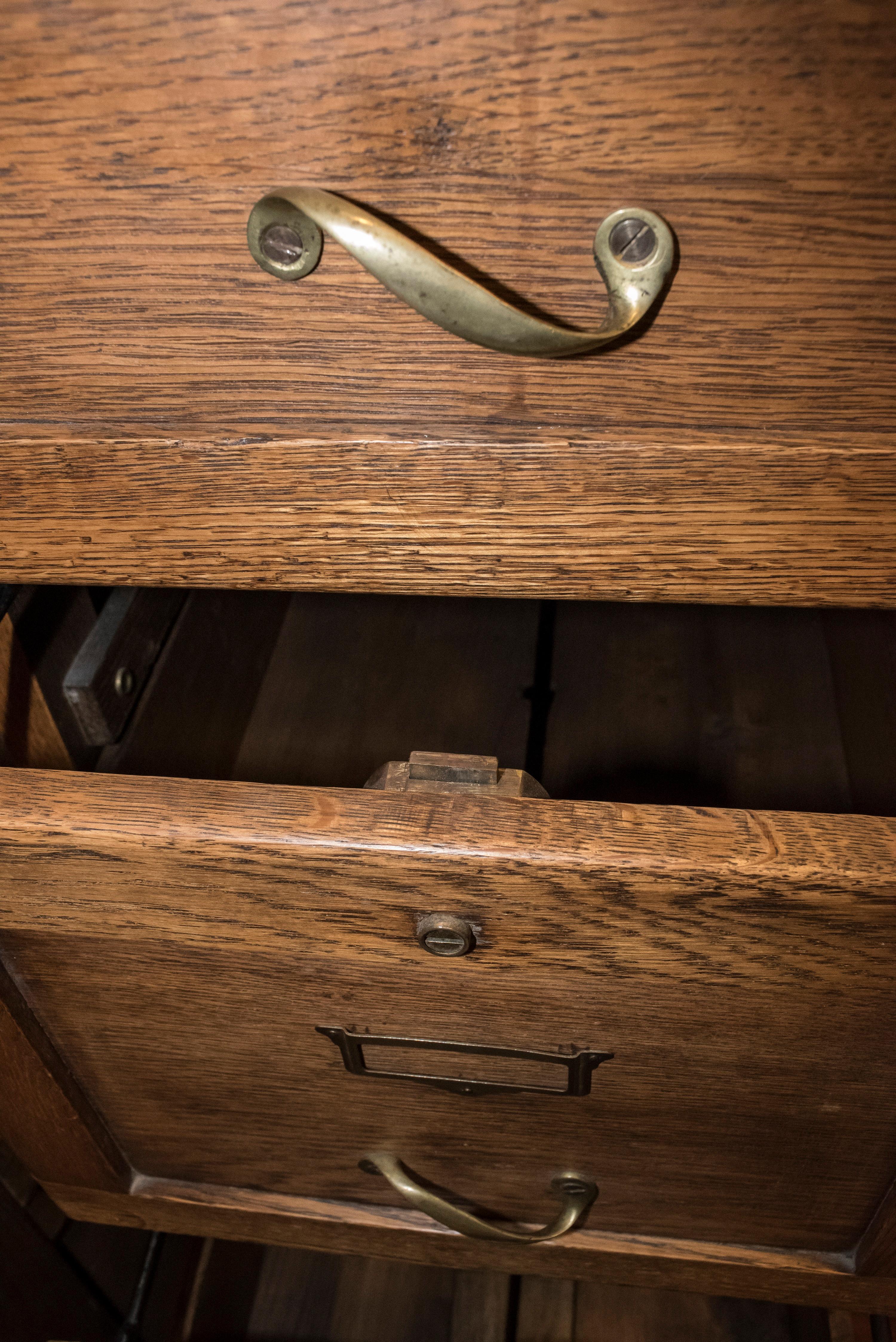 1940s American Oak Office Drawer with Cabinetmakers Label 2