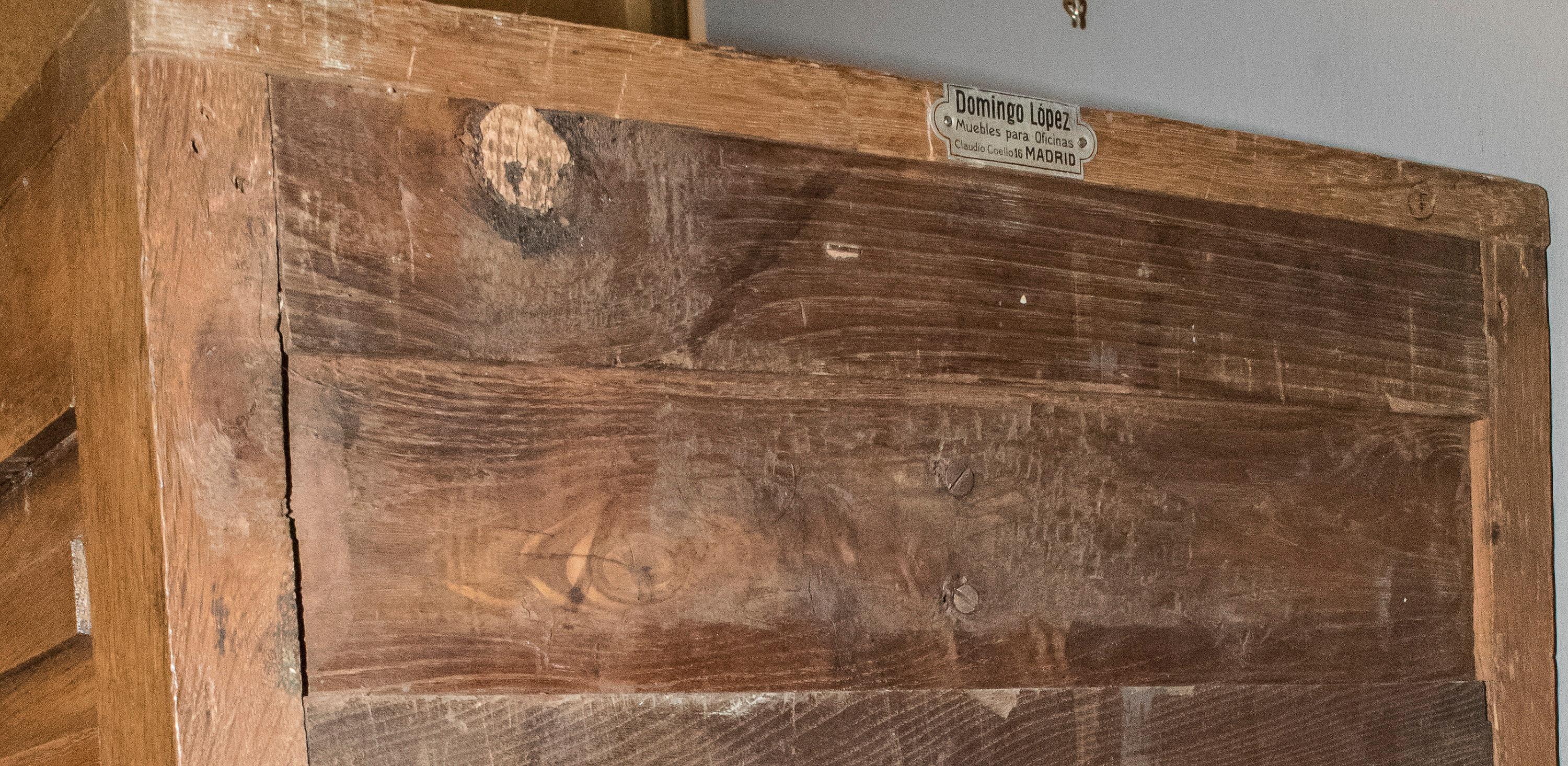 1940s American Oak Office Drawer with Cabinetmakers Label In Good Condition In Valladolid, ES