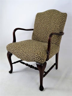 1940s American Queen Anne Style Armchair in Leopard