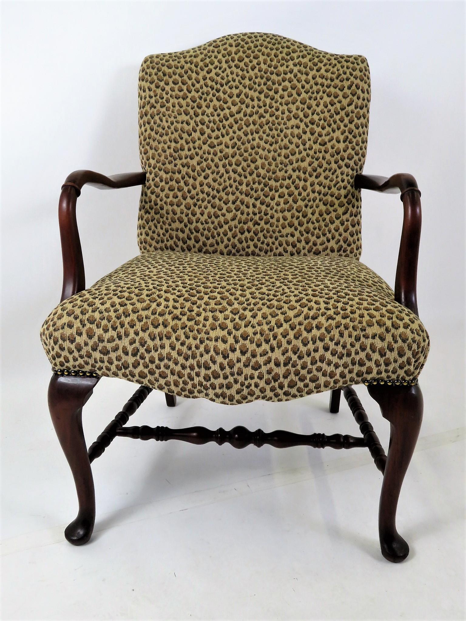 1940s American Queen Anne Style Armchair in Leopard In Good Condition In Miami, FL