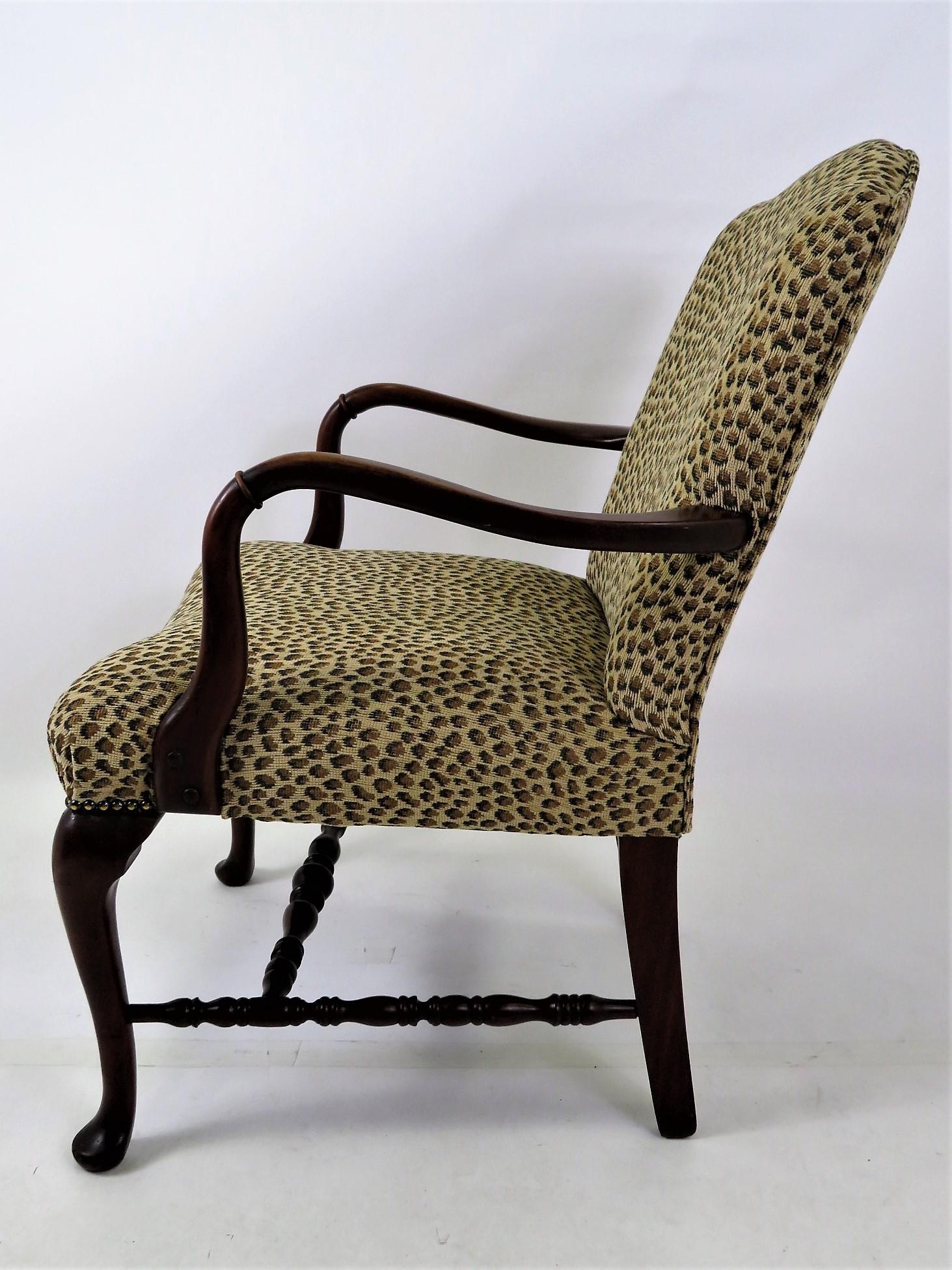 Mid-20th Century 1940s American Queen Anne Style Armchair in Leopard