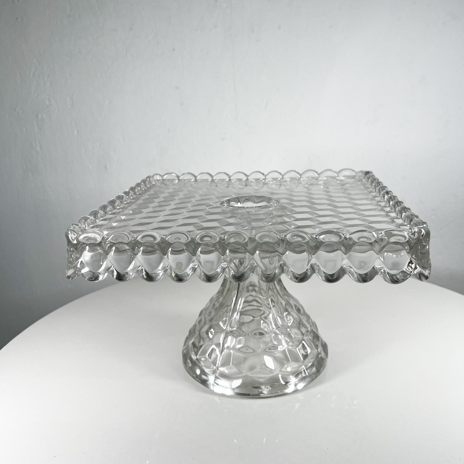 Mid-20th Century 1940s American Square Glass Pedestal Cake Stand by Fostoria